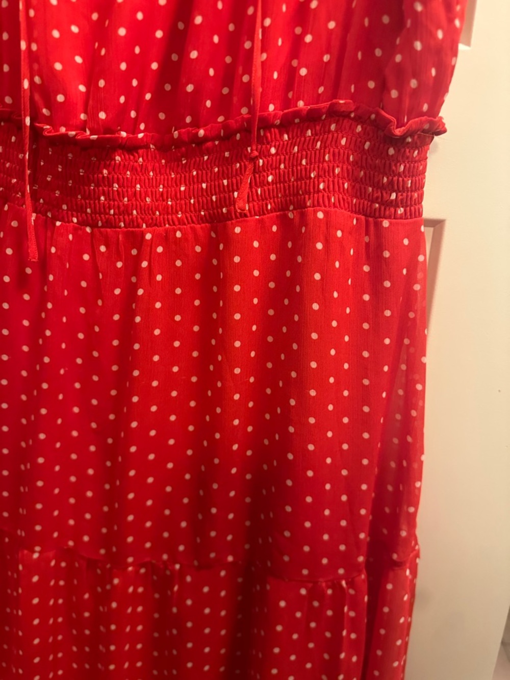 Red Polka Dot Ruffle-Sleeve Midi Dress - Picture 3 of 3